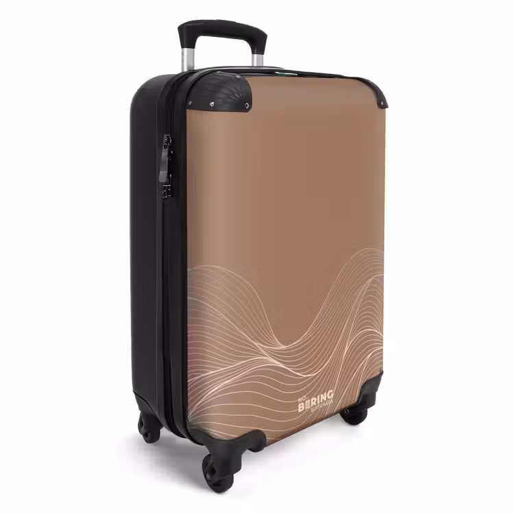 Minimal - Warm bruin met golven NBS - Handbagage koffer - Unisex middel -productfoto_3d