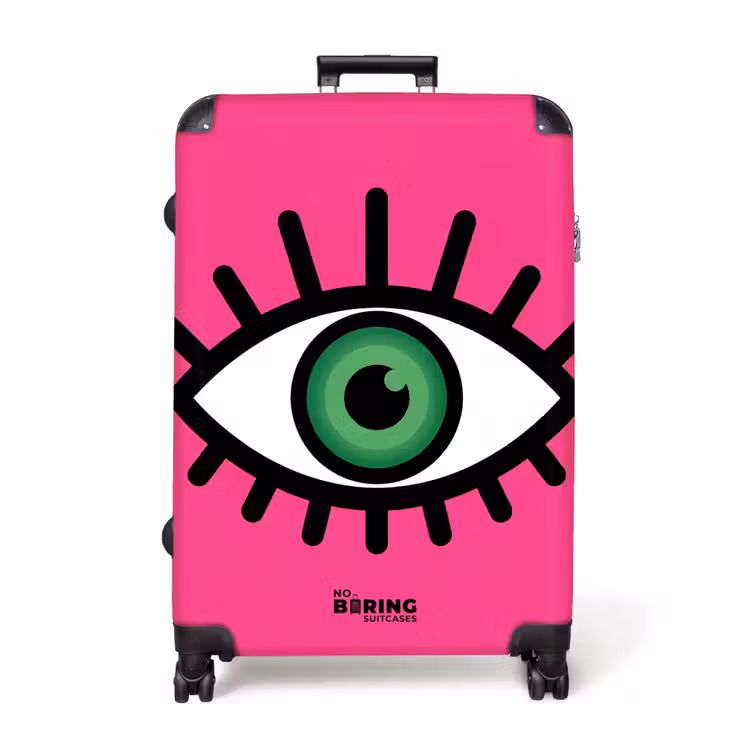 Minimalistisch - Oog - Roze NBS - Handbagage koffer - Volwassenen Unisex middel -productfoto_recht