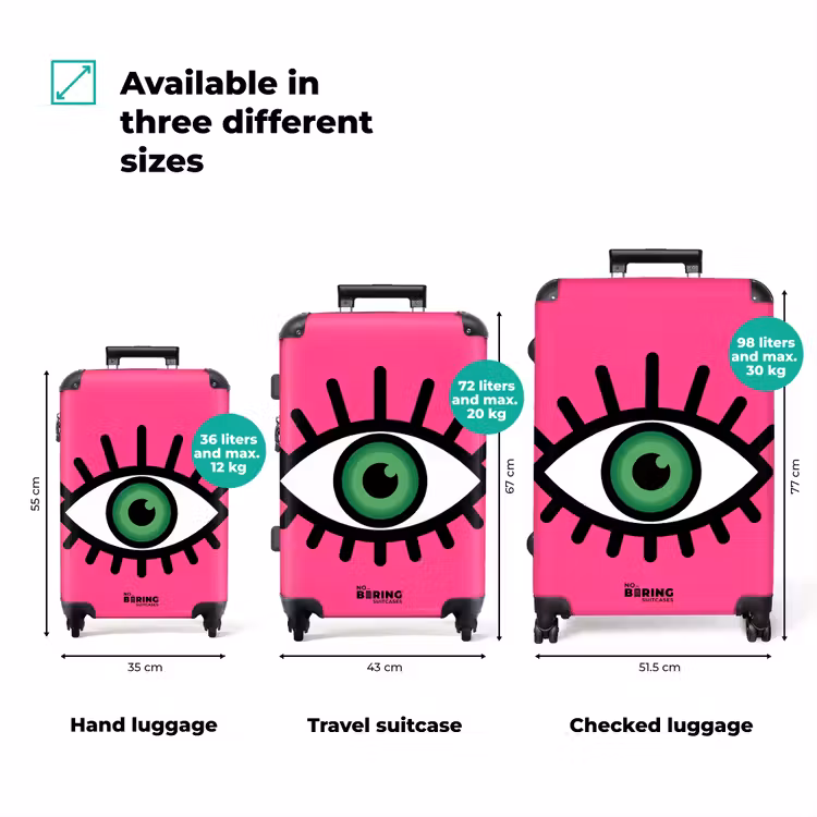 Minimalistisch - Oog - Roze NBS - Handbagage koffer - Volwassenen Unisex middel zzzzzzVergelijking_3EN