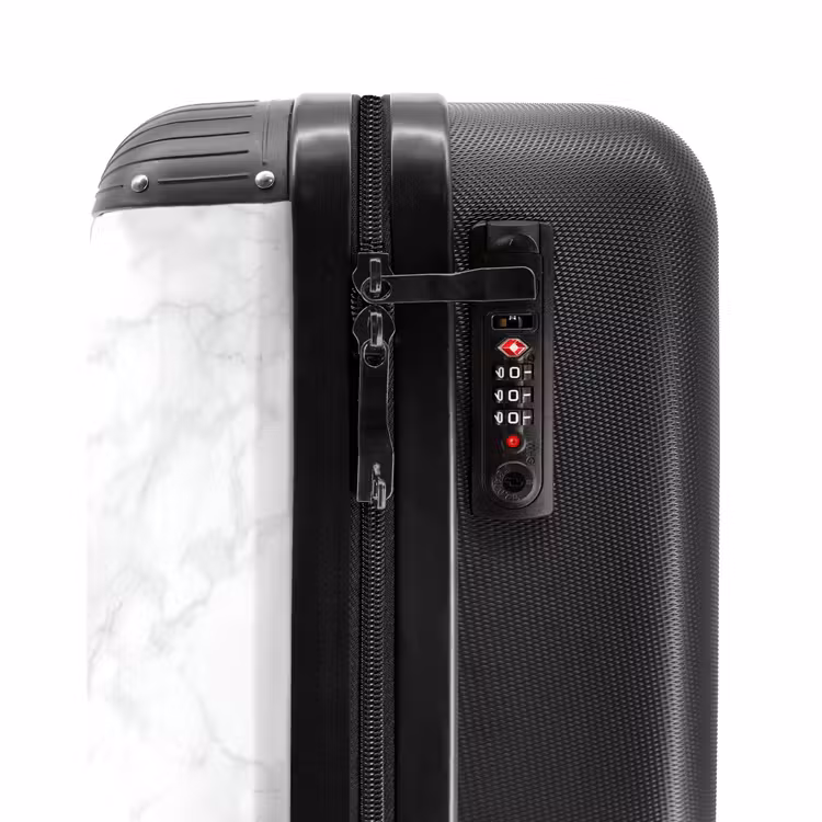 Minimalistisch - Wit - Grijze aders NBS - Handbagage koffer - Volwassenen Unisex middel -slot