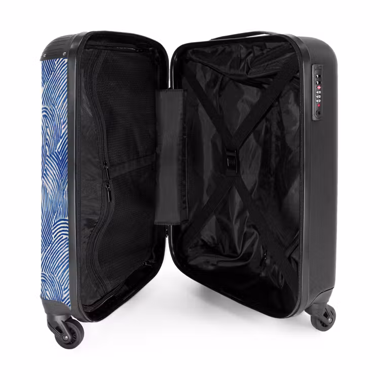 Modern - Abstract - Blauw NBS - Handbagage koffer - Volwassenen Unisex middel -binnenkant