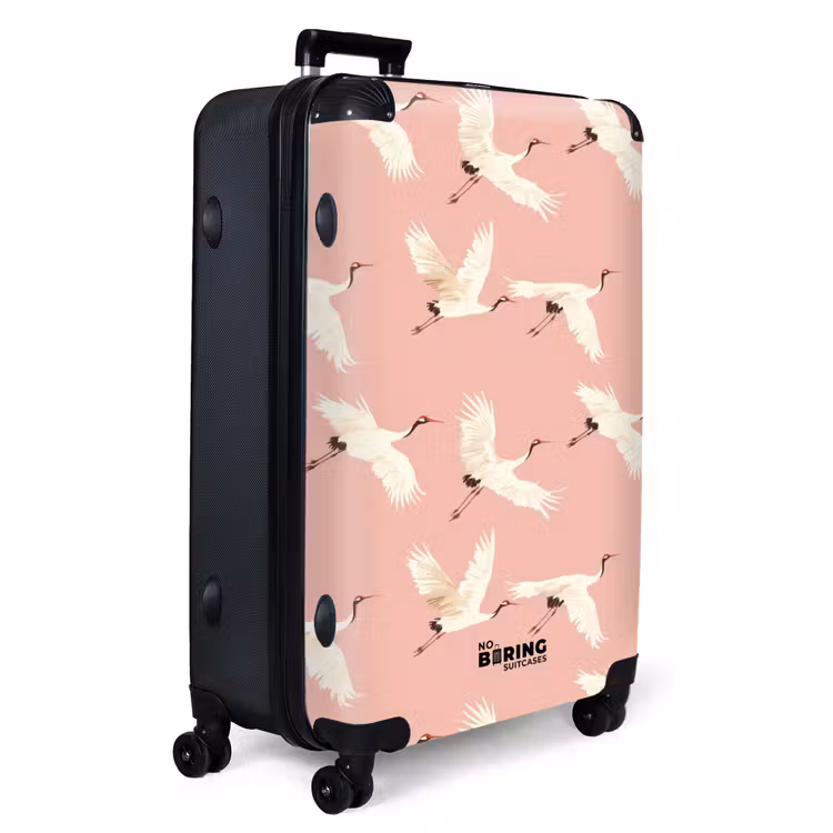 Modern - Kraanvogels - Roze NBS - Handbagage koffer - Volwassenen Unisex middel -productfoto_3d
