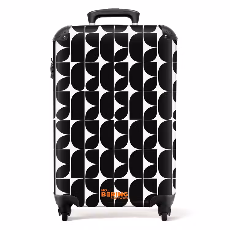 Modern - Geometrisch - Zwart NBS - Handbagage koffer - Volwassenen Unisex middel -productfoto_recht