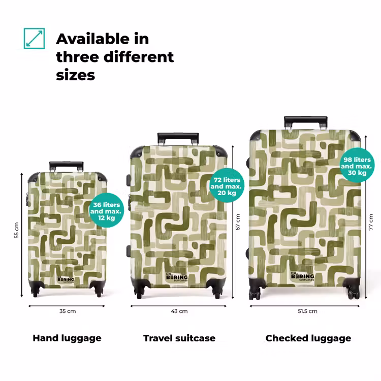 Modern - Grafisch - Groen NBS - Handbagage koffer - Volwassenen Unisex middel zzzzzzVergelijking_3EN