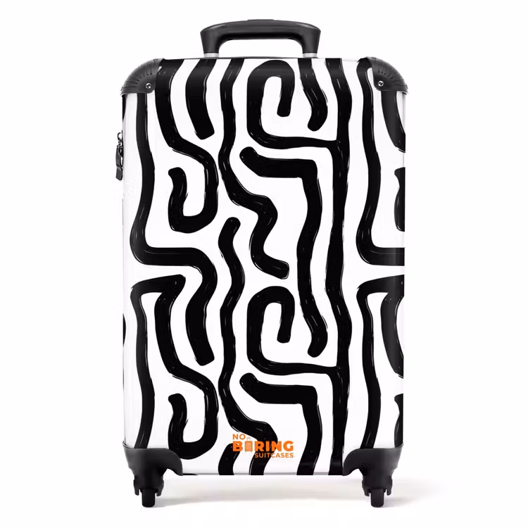 Modern - Lijnen - Zwart NBS - Handbagage koffer - Volwassenen Unisex middel -productfoto_recht