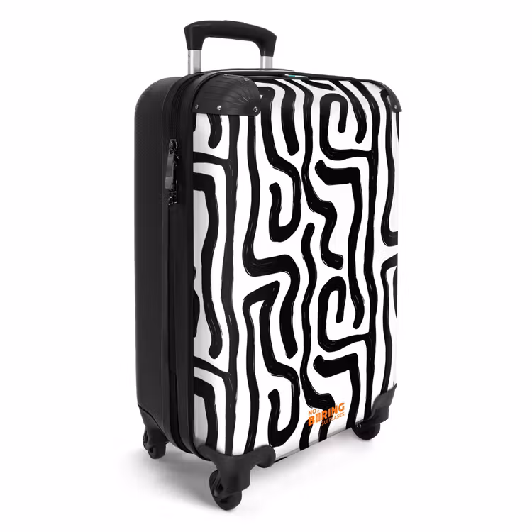 Modern - Lijnen - Zwart NBS - Handbagage koffer - Volwassenen Unisex middel -productfoto_3d