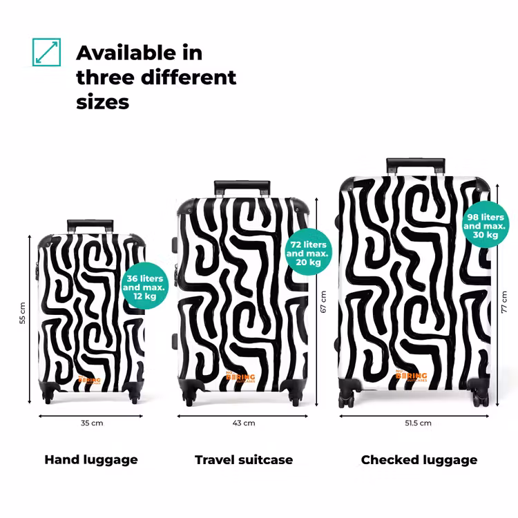 Modern - Lijnen - Zwart NBS - Handbagage koffer - Volwassenen Unisex middel zzzzzzVergelijking_3EN