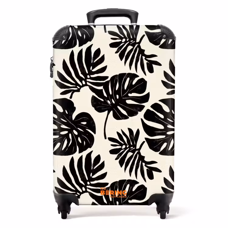 Modern - Monstera - Zwart NBS - Handbagage koffer - Volwassenen Unisex middel -productfoto_recht