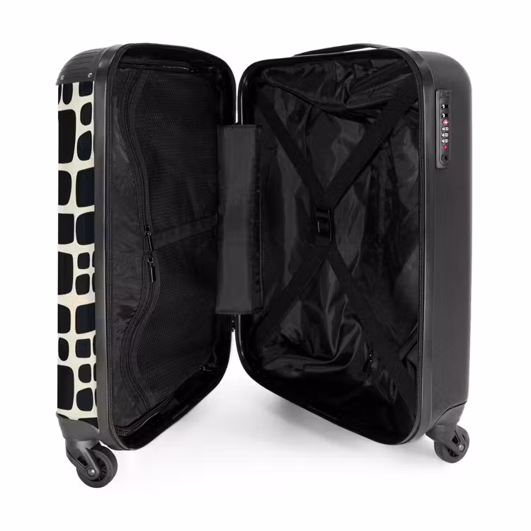 Modern - Organisch - Zwart NBS - Handbagage koffer - Volwassenen Unisex middel -binnenkant