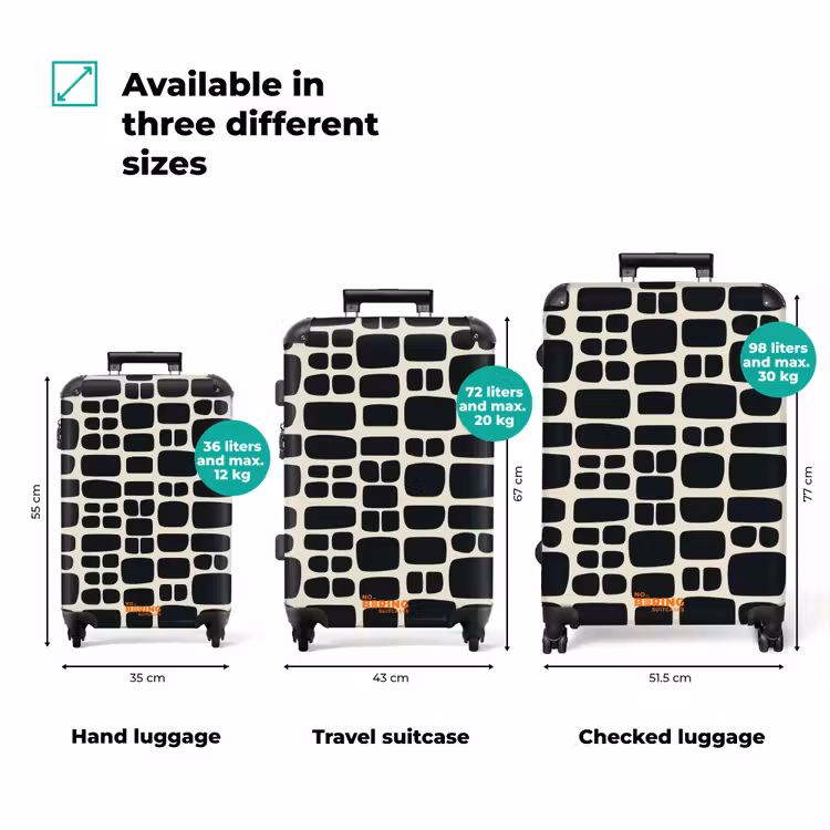 Modern - Organisch - Zwart NBS - Handbagage koffer - Volwassenen Unisex middel zzzzzzVergelijking_3EN