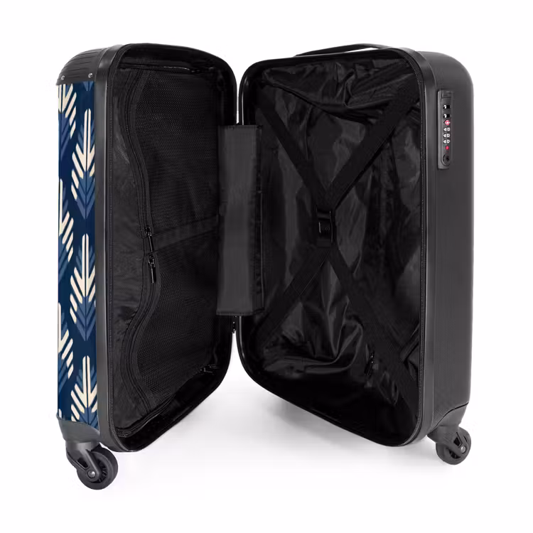 Modern - Patroon - Blauw NBS - Handbagage koffer - Volwassenen Unisex middel -binnenkant