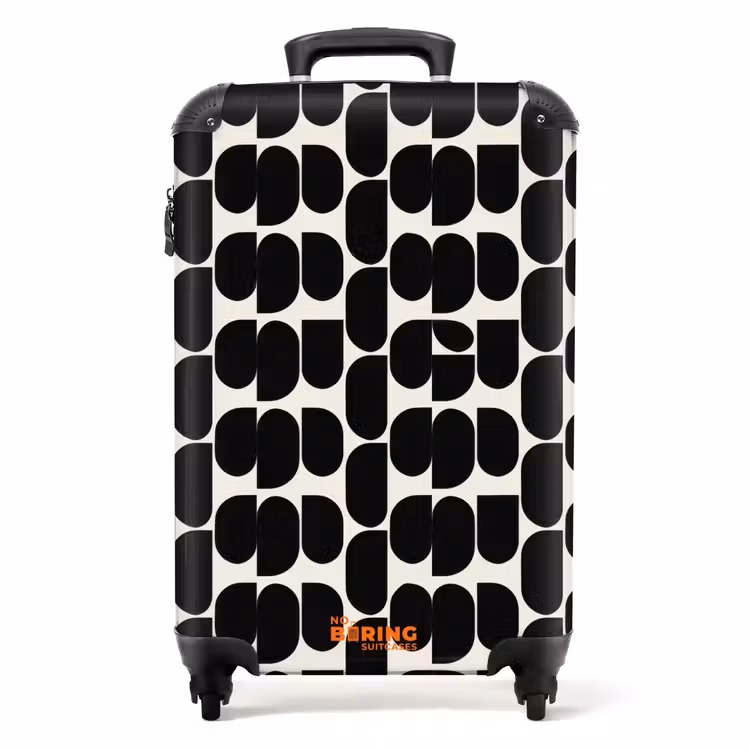 Modern - Patroon - Zwart NBS - Handbagage koffer - Volwassenen Unisex middel -productfoto_recht