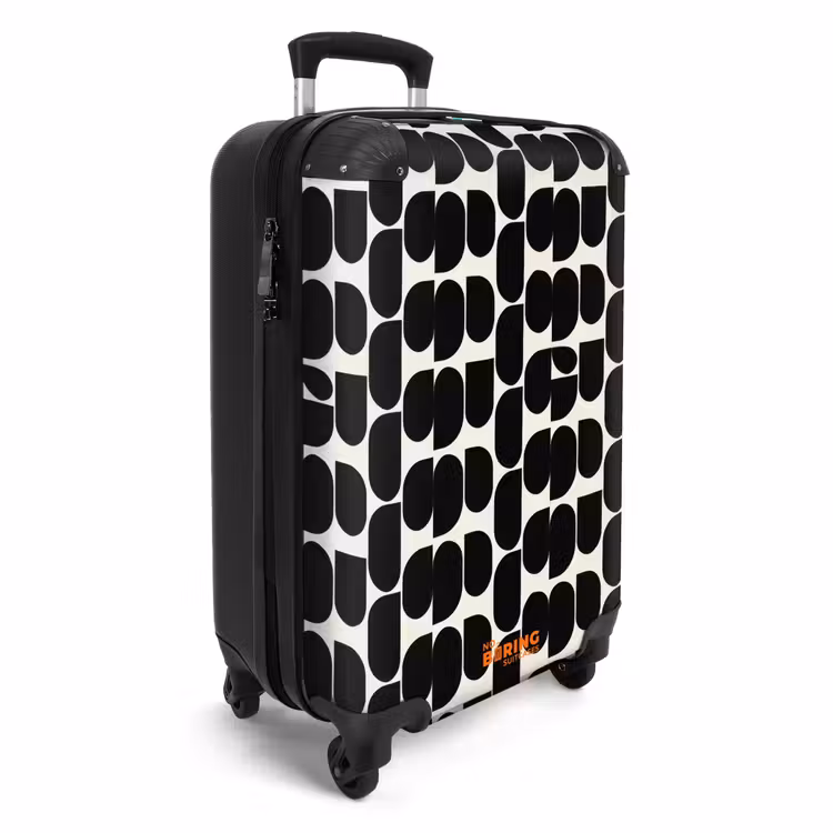 Modern - Patroon - Zwart NBS - Handbagage koffer - Volwassenen Unisex middel -productfoto_3d