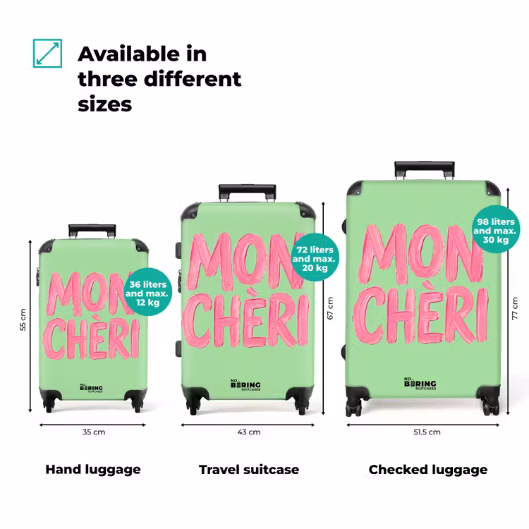 Mon cheri - Groen - Roze NBS - Handbagage koffer - Volwassenen Unisex middel zzzzzzVergelijking_3EN