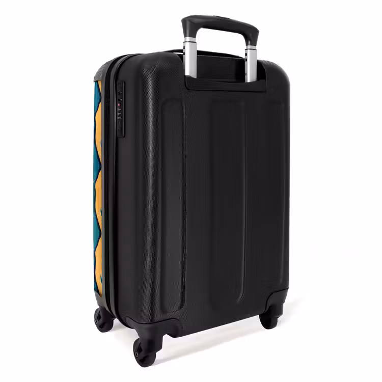 Monstera bladeren in diverse kleuren NBS - Handbagage koffer - Volwassenen Unisex middel -achterkant