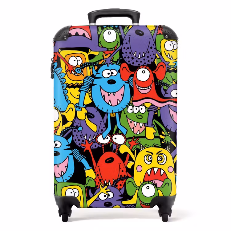 Monsters met Felle Kleuren NBS - Handbagage koffer - Unisex middel -productfoto_recht