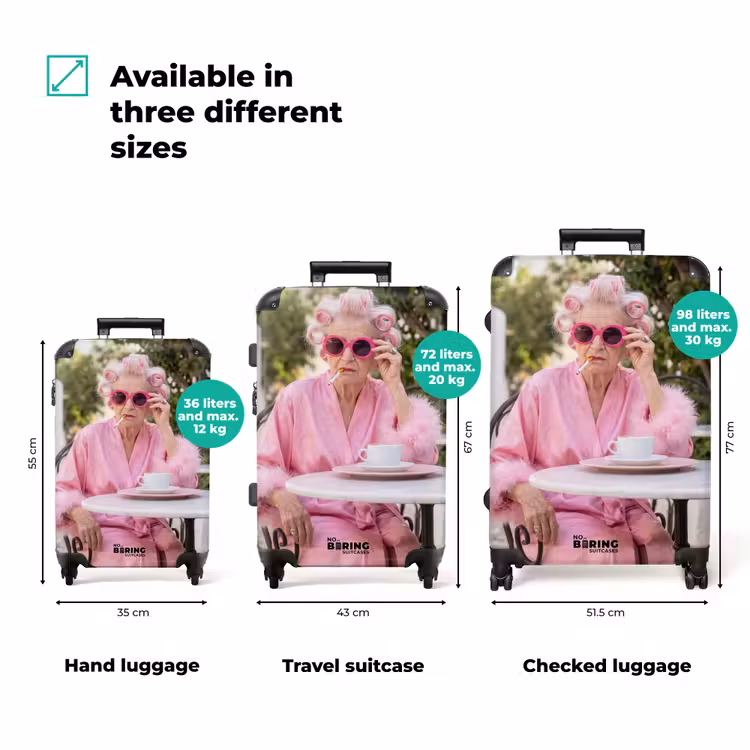 Ochtendjas - Krulspelden - Roze NBS - Handbagage koffer - Volwassenen Unisex middel zzzzzzVergelijking_3EN