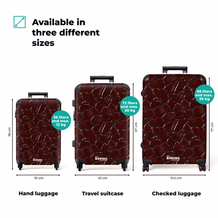 Mozaïek - Tegel - Bordeauxrood NBS - Handbagage koffer - Volwassenen Unisex middel zzzzzzVergelijking_3EN