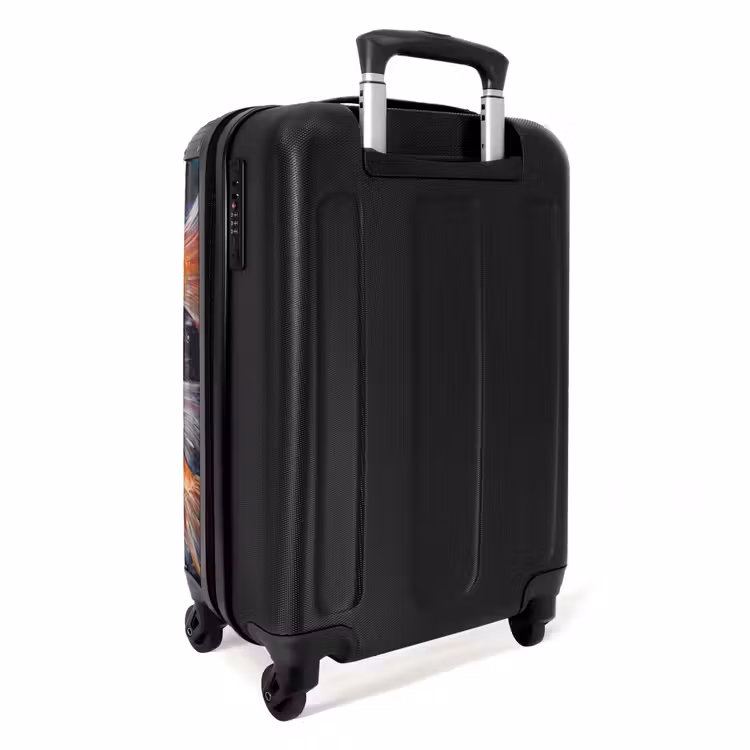 Olieverf kunstwerk van 2 goudvissen in water NBS - Handbagage koffer - Unisex middel -achterkant
