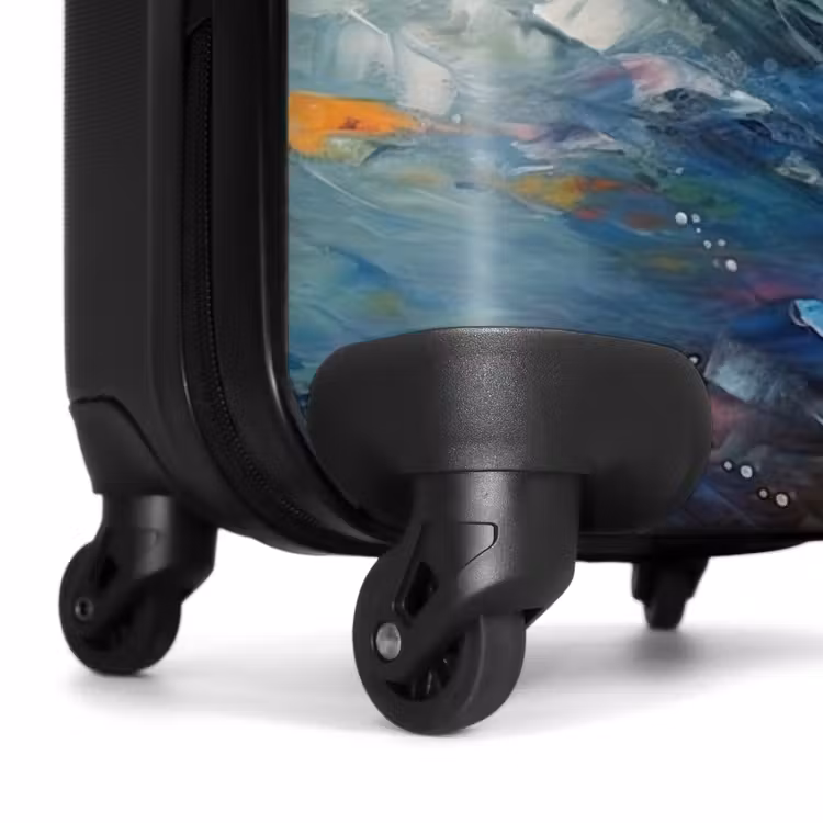 Olieverf kunstwerk van 2 goudvissen in water NBS - Handbagage koffer - Unisex middel -wiel