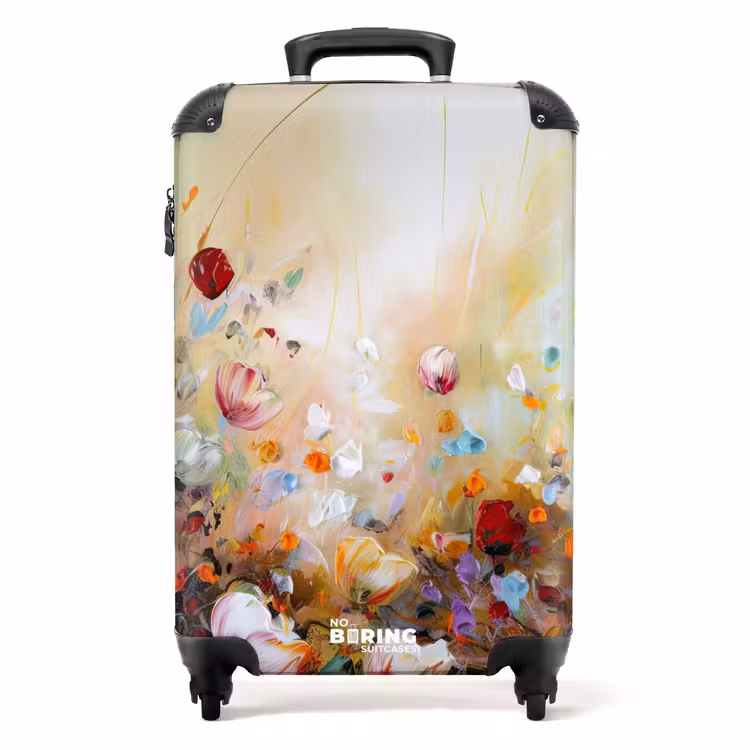 Olieverf - Bloemen - Kleurrijk - Natuur NBS - Handbagage koffer - Unisex middel -productfoto_recht