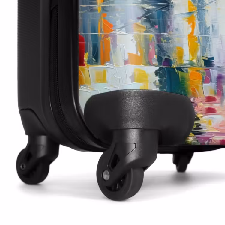 Olieverf - Paraplu - Vrouw - Straat - Kunst NBS - Handbagage koffer - Unisex middel -wiel