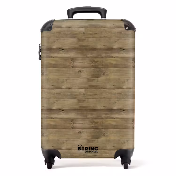 Olijfgroene houten structuur met natuurlijke imperfecties NBS - Handbagage koffer - Volwassenen Unisex middel -productfoto_recht