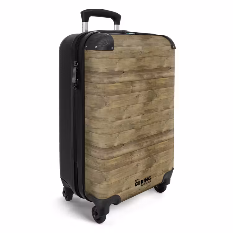 Olijfgroene houten structuur met natuurlijke imperfecties NBS - Handbagage koffer - Volwassenen Unisex middel -productfoto_3d