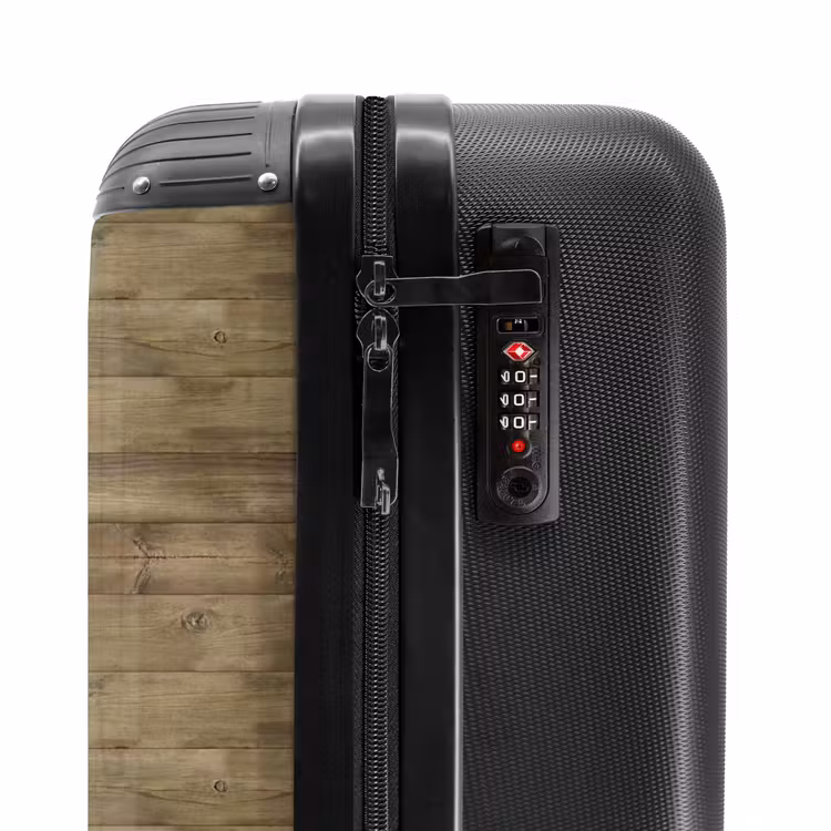 Olijfgroene houten structuur met natuurlijke imperfecties NBS - Handbagage koffer - Volwassenen Unisex middel -slot