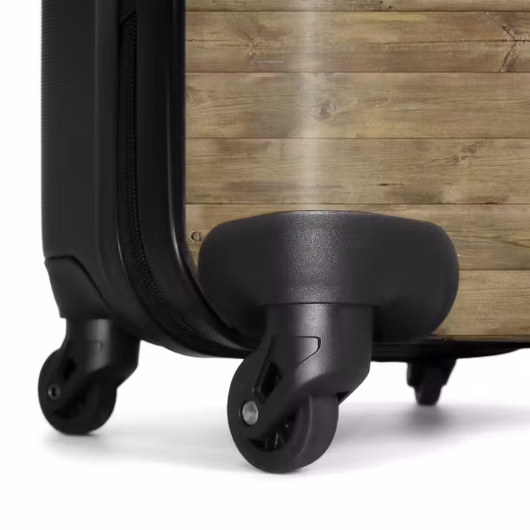 Olijfgroene houten structuur met natuurlijke imperfecties NBS - Handbagage koffer - Volwassenen Unisex middel -wiel