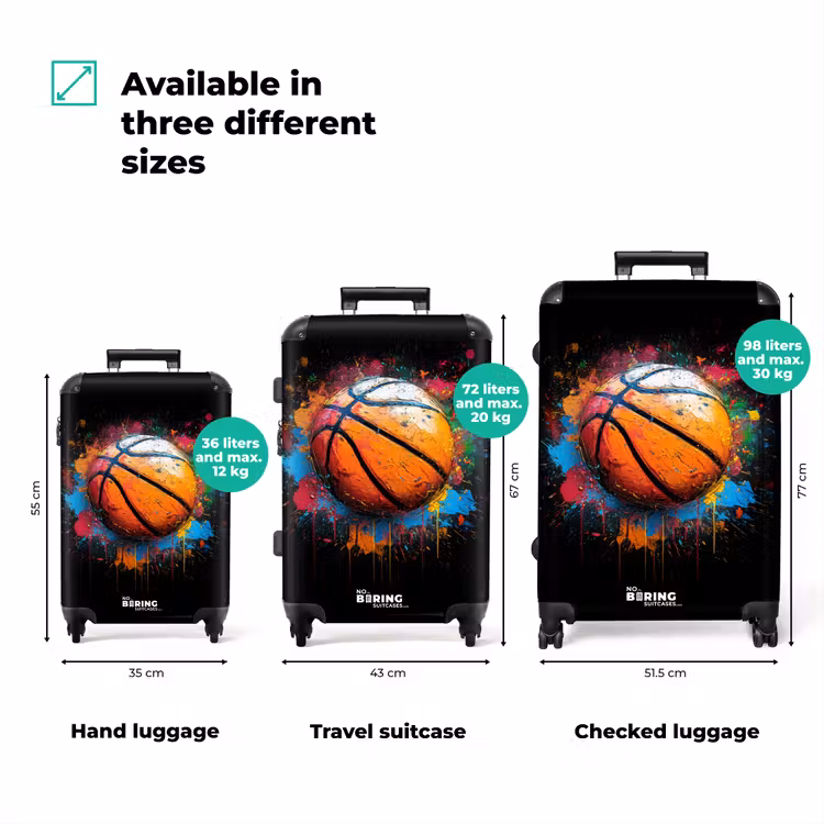 Oranje basketbal te midden van verfspetters NBS - Handbagage koffer - Volwassenen Unisex middel zzzzzzVergelijking_3EN
