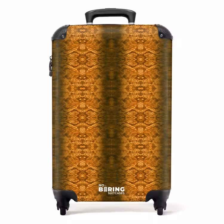 Oranje slangenhuid met symmetrische schubstructuur NBS - Handbagage koffer - Volwassenen Unisex middel -productfoto_recht