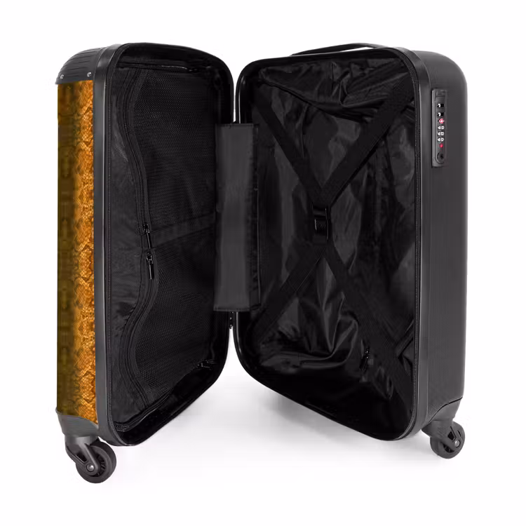 Oranje slangenhuid met symmetrische schubstructuur NBS - Handbagage koffer - Volwassenen Unisex middel -binnenkant