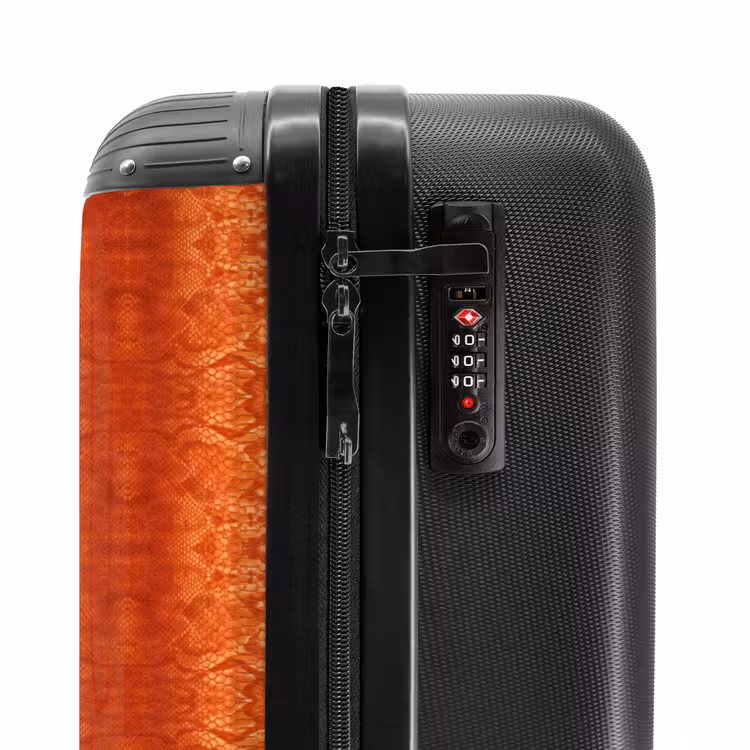 oranje slangenhuid met symmetrische schubstructuur NBS - Handbagage koffer - Volwassenen Unisex middel -slot