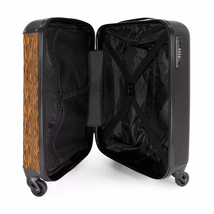 Oranje tijgerstrepenmotief NBS - Handbagage koffer - Volwassenen Unisex middel -binnenkant