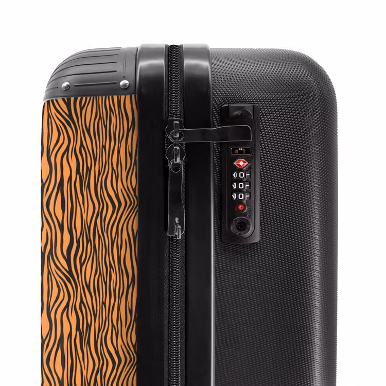 Oranje tijgerstrepenmotief NBS - Handbagage koffer - Volwassenen Unisex middel -slot