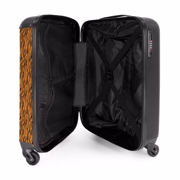 Oranje tijgerstrepen met vloeiend motief NBS - Handbagage koffer - Volwassenen Unisex middel -binnenkant