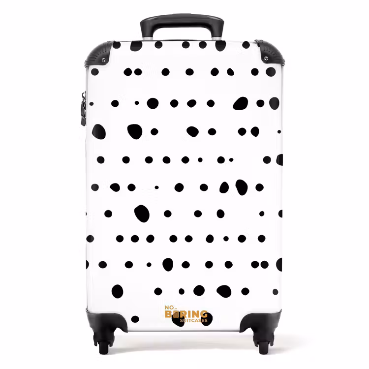 Organische zwarte stippen op witte achtergrond NBS - Handbagage koffer - Volwassenen Unisex middel -productfoto_recht