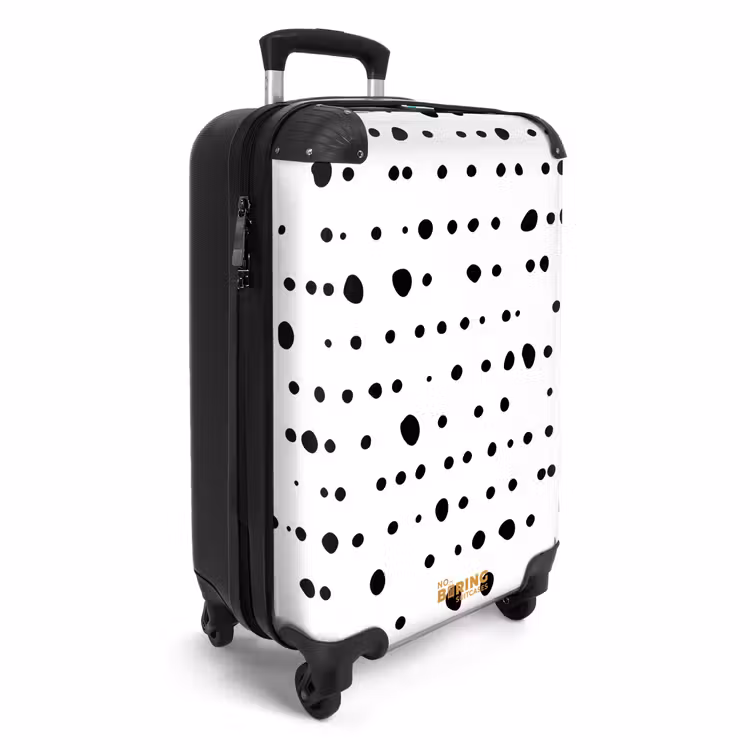 Organische zwarte stippen op witte achtergrond NBS - Handbagage koffer - Volwassenen Unisex middel -productfoto_3d