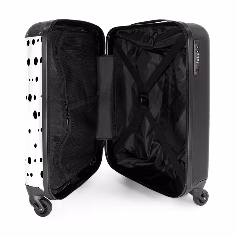 Organische zwarte stippen op witte achtergrond NBS - Handbagage koffer - Volwassenen Unisex middel -binnenkant
