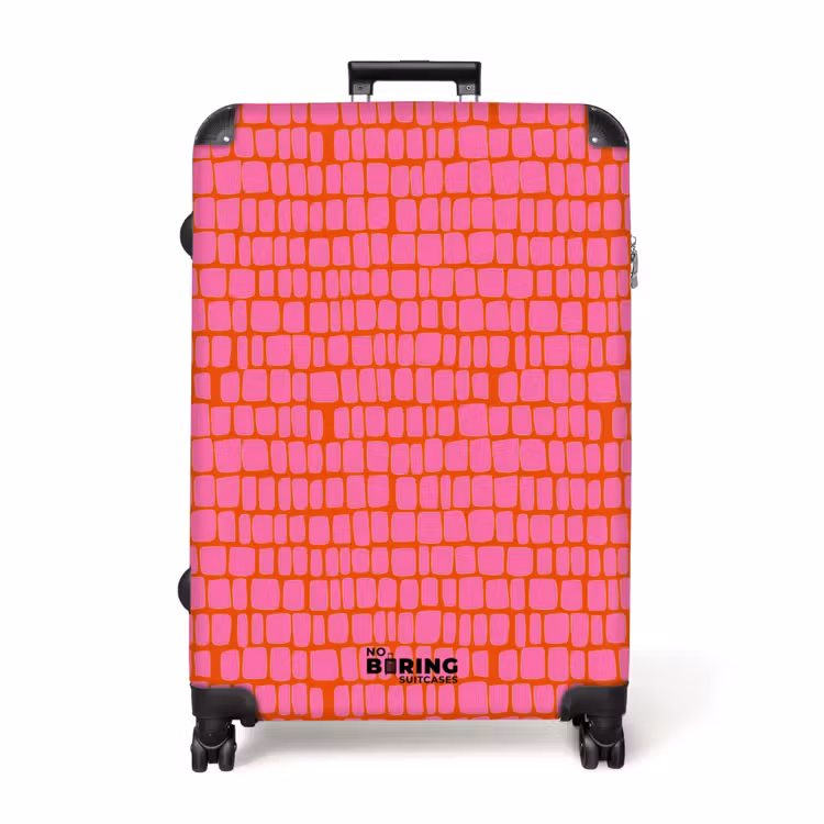 Organisch - Raster - Roze NBS - Handbagage koffer - Volwassenen Unisex middel -productfoto_recht