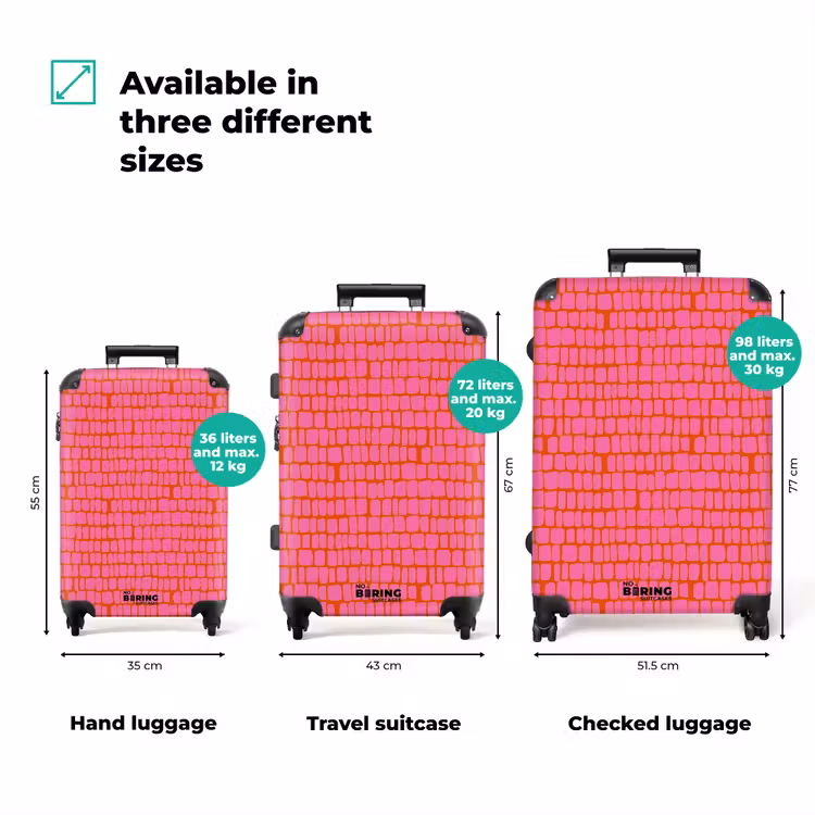 Organisch - Raster - Roze NBS - Handbagage koffer - Volwassenen Unisex middel zzzzzzVergelijking_3EN