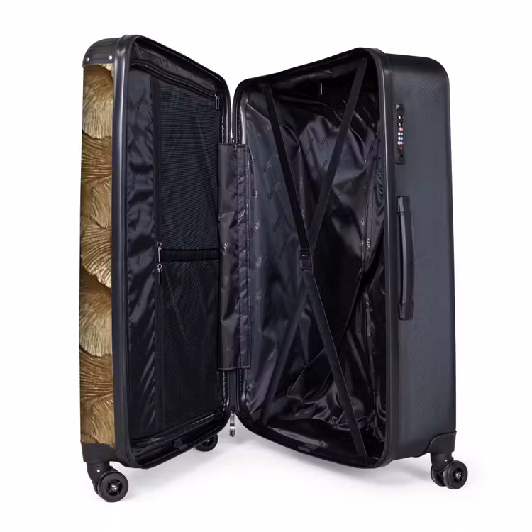 Organisch - Patroon - Bladeren - Goud NBS - Handbagage koffer - Volwassenen Unisex middel -wiel