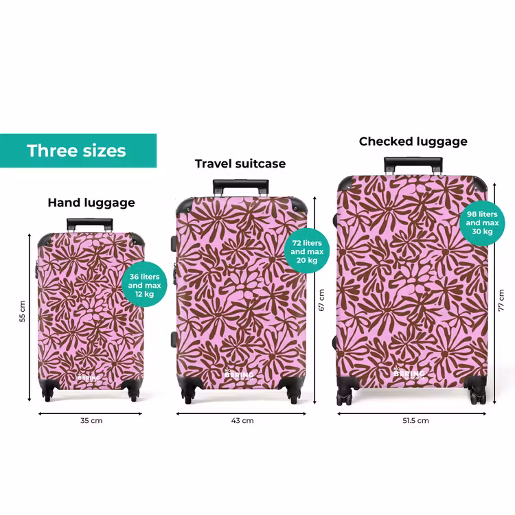 Organisch - Patroon - Roze NBS - Handbagage koffer - Volwassenen Unisex middel zzzzzzVergelijking_3EN
