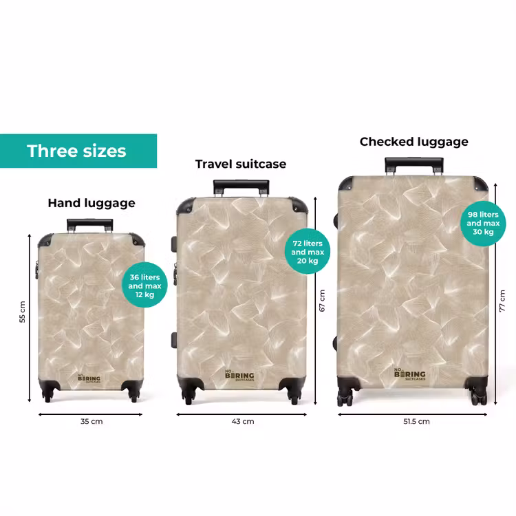 Organisch - Textuur - Beige NBS - Handbagage koffer - Volwassenen Unisex middel zzzzzzVergelijking_3EN