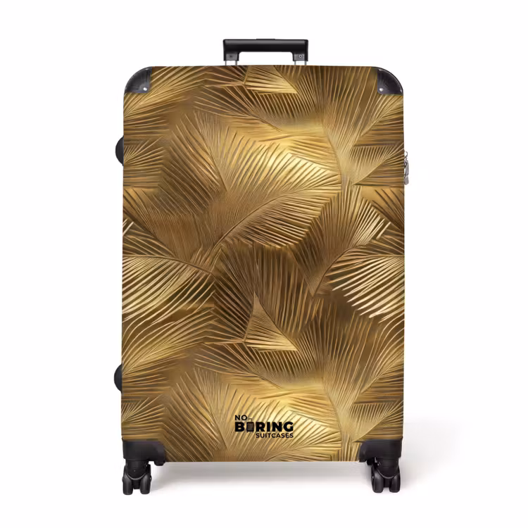 Palm - Waaier - Goud NBS - Handbagage koffer - Volwassenen Unisex middel -productfoto_recht