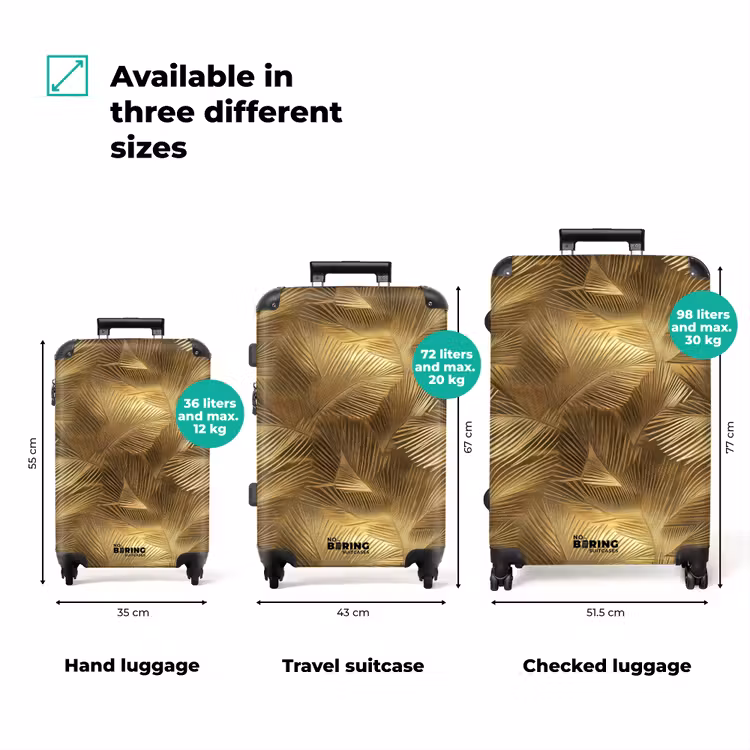 Palm - Waaier - Goud NBS - Handbagage koffer - Volwassenen Unisex middel zzzzzzVergelijking_3EN