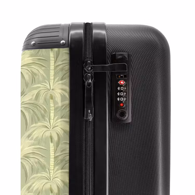 Palmwoud - Tropisch - Groen NBS - Handbagage koffer - Volwassenen Unisex middel -slot