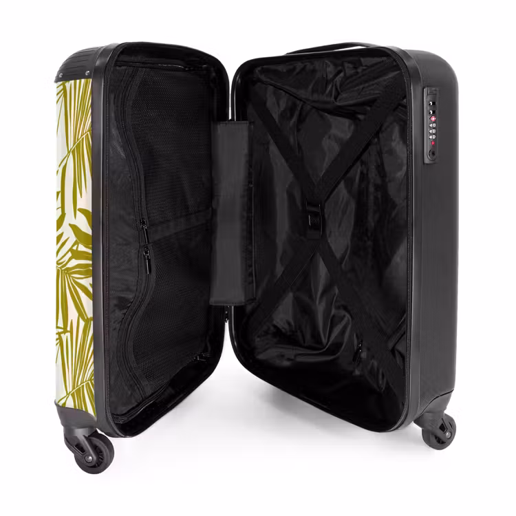 Palmblad - Patroon - Groen NBS - Handbagage koffer - Volwassenen Unisex middel -binnenkant