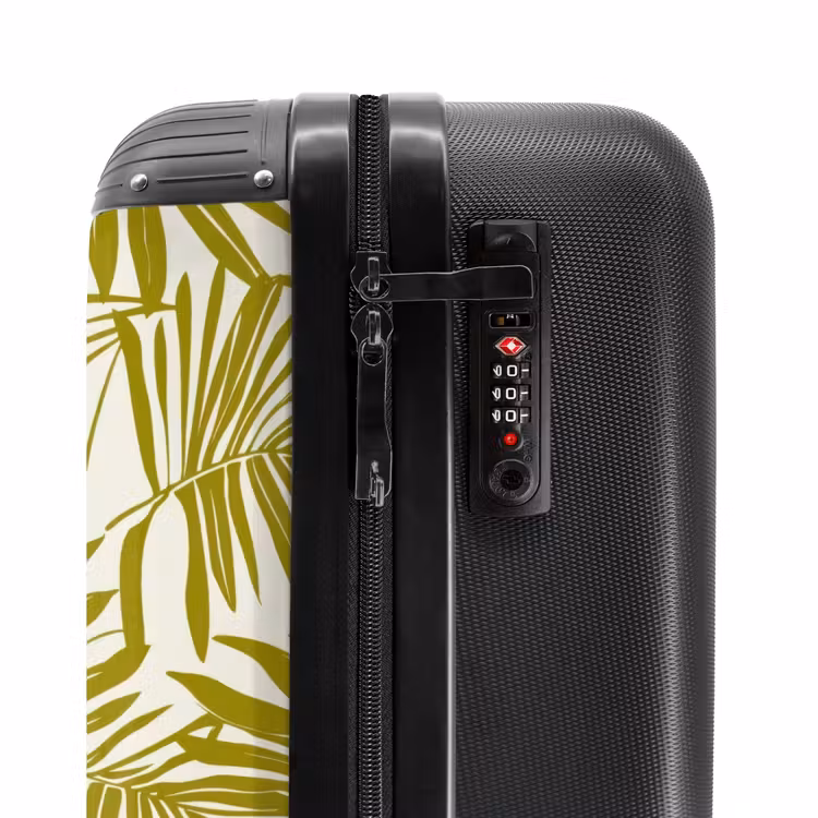 Palmblad - Patroon - Groen NBS - Handbagage koffer - Volwassenen Unisex middel -slot